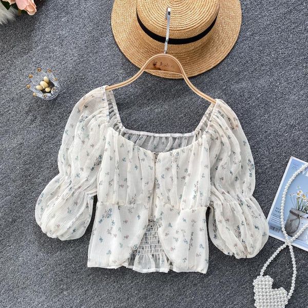 women's blouses & shirts zcwxm summer women chiffon floral blouse design zipper square collar puff sleeve slim boho print ruched short, White
women's blouses & shirts zcwxm summer women chiffon floral blouse design zipper square collar puff sleeve slim boho print ruched short, White