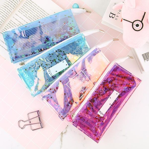 1pcs/lot kawaii pencil case quicksand large capacity girl heart transparent bag stationery office school supply bags
1pcs/lot kawaii pencil case quicksand large capacity girl heart transparent bag stationery office school supply bags