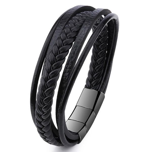 charm bracelets european and american exaggerated fashion retro hand woven stainless steel leather bracelet titanium, Golden;silver
charm bracelets european and american exaggerated fashion retro hand woven stainless steel leather bracelet titanium, Golden;silver