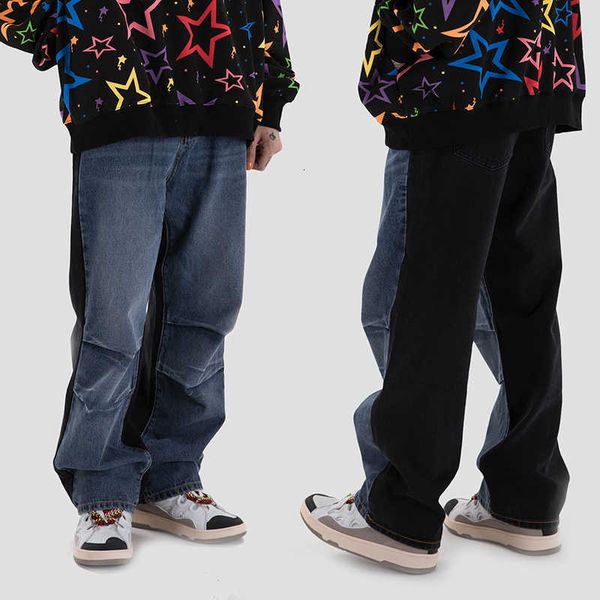 men's jeans high street color match desgastado lavado de brim masculino e feminino em linha reta retro harajuku casual denim calas solt, Blue
men's jeans high street color match desgastado lavado de brim masculino e feminino em linha reta retro harajuku casual denim calas solt, Blue