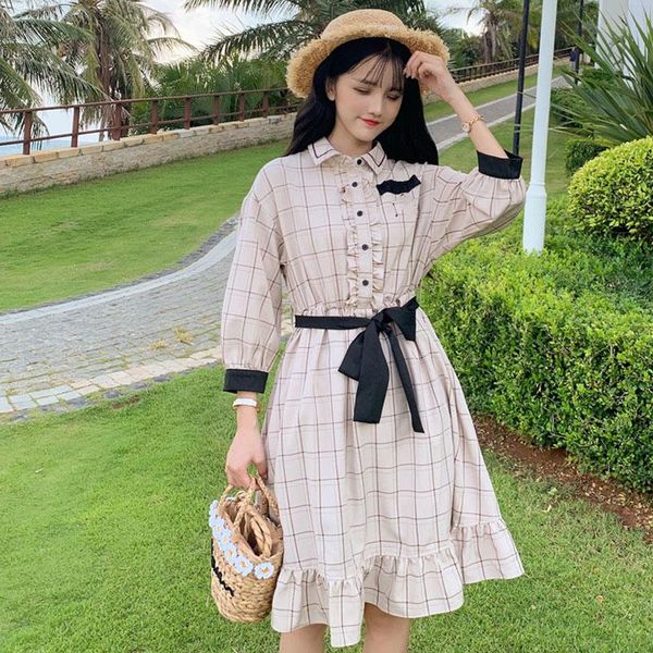 one-piece 2021 autumn spring women lolita dress turn-down collar plaid loose sashes vestidos ruffles elegant party lovely casual dresses, Black;gray
one-piece 2021 autumn spring women lolita dress turn-down collar plaid loose sashes vestidos ruffles elegant party lovely casual dresses, Black;gray