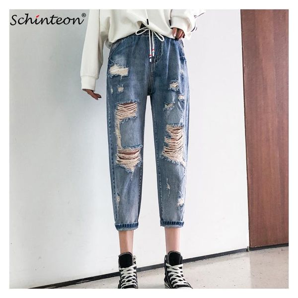 women's jeans schinteon plus size denim rippped hole harem pants streetwear ankle-length loose boyfriends female trousers elastic wasit, Blue
women's jeans schinteon plus size denim rippped hole harem pants streetwear ankle-length loose boyfriends female trousers elastic wasit, Blue