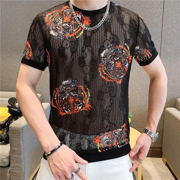 men's t-shirts 2021 summer hollow short sleeve for men t shirts tiger print casual male clothing fashion slim o-neck tees streetwear, White;black
men's t-shirts 2021 summer hollow short sleeve for men t shirts tiger print casual male clothing fashion slim o-neck tees streetwear, White;black