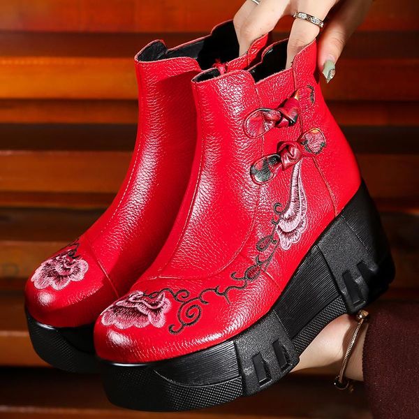 boots handmade genuine leather women's round toe retro thick-soled wedges ankle embroidered flower high heeled 2021, Black
boots handmade genuine leather women's round toe retro thick-soled wedges ankle embroidered flower high heeled 2021, Black