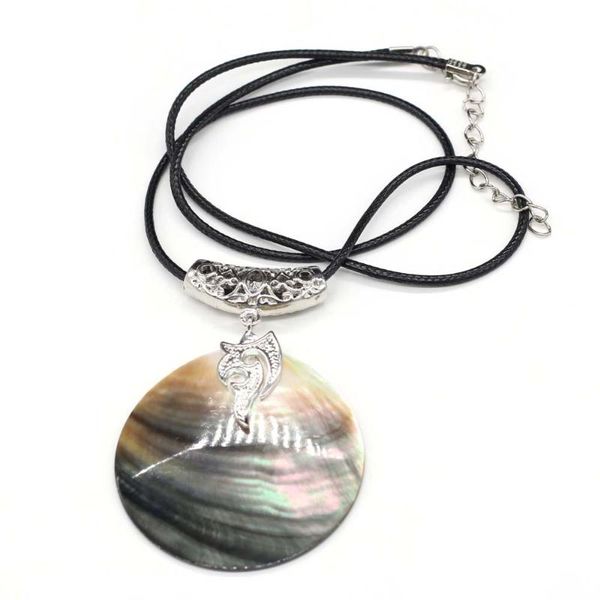 pendant necklaces natural black shell pendent necklace leather rope nearly round hollow flower charming for women gift, Silver
pendant necklaces natural black shell pendent necklace leather rope nearly round hollow flower charming for women gift, Silver