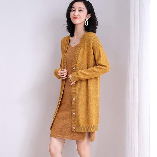 women's jackets solid color knit cardigan female korean 2021 loose long sweater women jacket wild single breasted shirt blusa r339, Black;brown
women's jackets solid color knit cardigan female korean 2021 loose long sweater women jacket wild single breasted shirt blusa r339, Black;brown