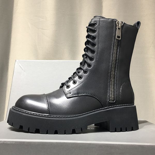 ankle boots genuine leather womens shoe lace up thick bottom half boot zip big round toes martin booties luxury designer women shoes factory, Black
ankle boots genuine leather womens shoe lace up thick bottom half boot zip big round toes martin booties luxury designer women shoes factory, Black