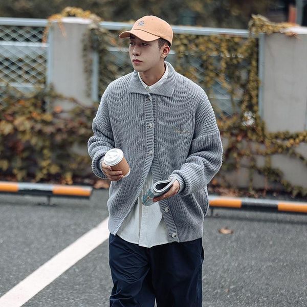 men's sweaters lapel knit cardigan sweater solid embroidered letters single-breasted long sleeve coat autumn winter men clothes trend l, White;black
men's sweaters lapel knit cardigan sweater solid embroidered letters single-breasted long sleeve coat autumn winter men clothes trend l, White;black