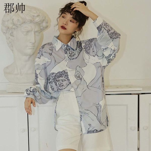 dress Renaissance print top Autumn woman button up white shirt designer spring clothes, Black;gray
dress Renaissance print top Autumn woman button up white shirt designer spring clothes, Black;gray