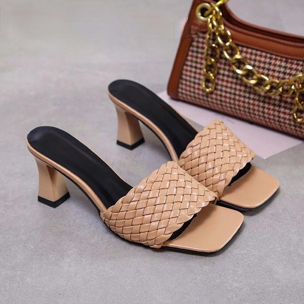 slippers square high heels summer women toe sandals ladies pu leather plaid outside female fashion woman shoes mules, Black
slippers square high heels summer women toe sandals ladies pu leather plaid outside female fashion woman shoes mules, Black