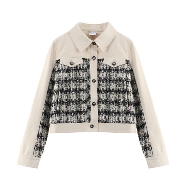 women's autumn short fit versatile tweed coat, Black;brown 
women's autumn short fit versatile tweed coat, Black;brown