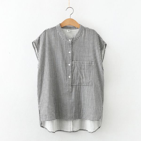 women's blouses & shirts lamtrip brief plaid sleeveless stand collar cotton yarn shirt blouse women 2021 summer ddec, White
women's blouses & shirts lamtrip brief plaid sleeveless stand collar cotton yarn shirt blouse women 2021 summer ddec, White