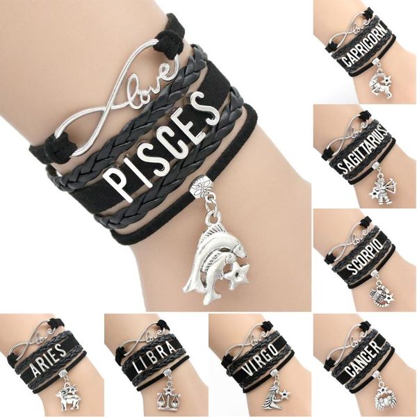 charm bracelets handmade vintage infinity love 12 constellation aries taurus gemini cancer virgo scorpio pisces zodiac sign leather, Golden;silver
charm bracelets handmade vintage infinity love 12 constellation aries taurus gemini cancer virgo scorpio pisces zodiac sign leather, Golden;silver