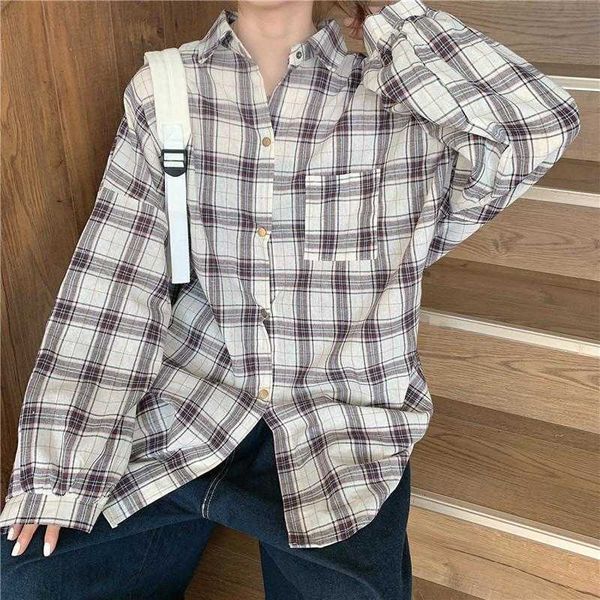 women's blouses & shirts white blouse women casual vintage plaid shirt long sleeve ladies korean streetwear blue pink clothes b w06b
women's blouses & shirts white blouse women casual vintage plaid shirt long sleeve ladies korean streetwear blue pink clothes b w06b