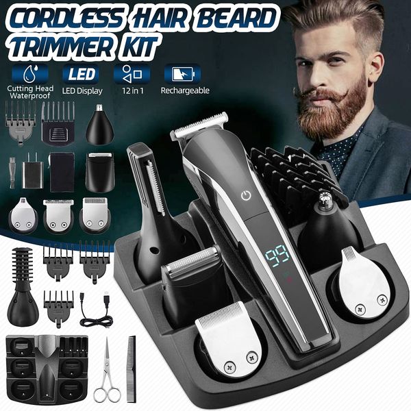 12 in 1 cordless multifunction hair clipper professional hair beard trimmer mustache grooming kit nose ear cutting machine men
12 in 1 cordless multifunction hair clipper professional hair beard trimmer mustache grooming kit nose ear cutting machine men