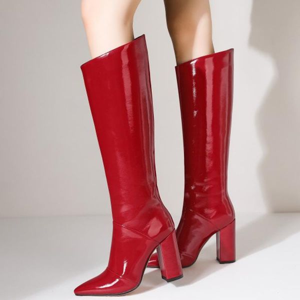 boots patent leather pointed toe knee knight women 2021 autumn winter women's shoes black beige red
boots patent leather pointed toe knee knight women 2021 autumn winter women's shoes black beige red