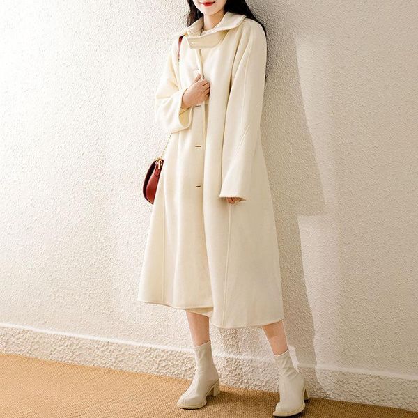 women's wool & blends 2021 autumn and winter wear japanese light mature wind milk white solid color medium long single breasted woolen, Black
women's wool & blends 2021 autumn and winter wear japanese light mature wind milk white solid color medium long single breasted woolen, Black
