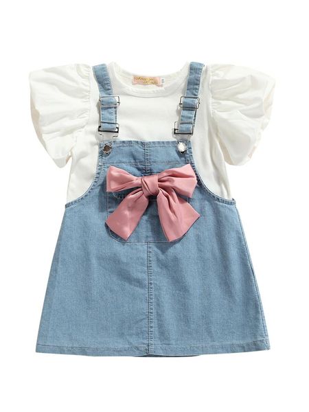 clothing sets citgeesummer kids girls outfit sweet style solid color puff short sleeve + bow princess suspender skirt clothes set, White
clothing sets citgeesummer kids girls outfit sweet style solid color puff short sleeve + bow princess suspender skirt clothes set, White