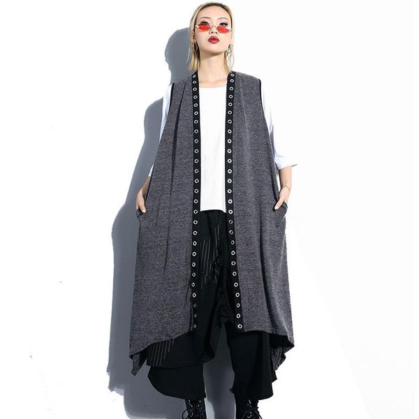 women's vests qing mo black women solid vest 2021 knitted personality female sleeveless outwear oversize zqy3045, Black;white
women's vests qing mo black women solid vest 2021 knitted personality female sleeveless outwear oversize zqy3045, Black;white