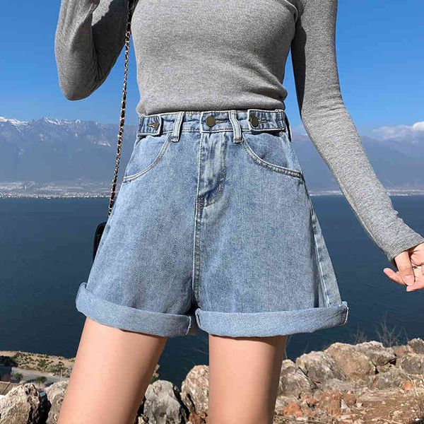 vintage wide leg shorts pants spodenki damskie summer women's denim casual high waist ladies jeans for women 210429, White;black
vintage wide leg shorts pants spodenki damskie summer women's denim casual high waist ladies jeans for women 210429, White;black