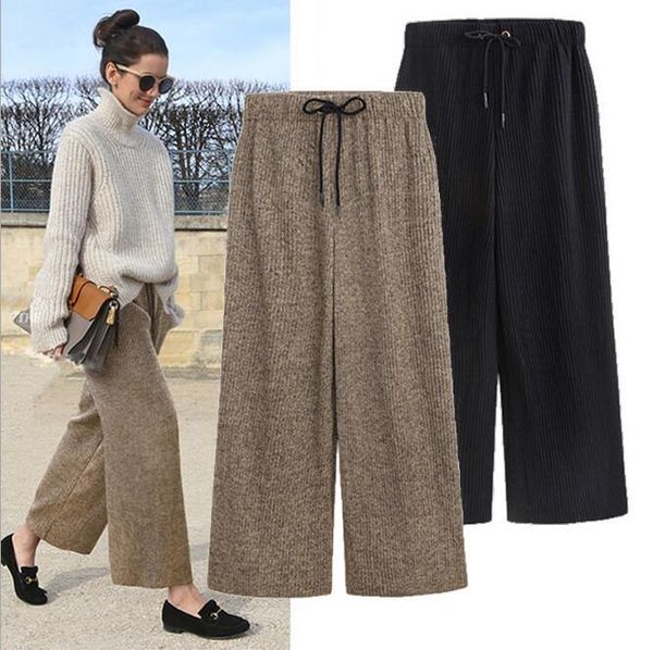 women's pants & capris 2021 spring autumn women wide leg casual loose woolen elastic waist soft pleated pant trousers plus size -6xl, Black;white
women's pants & capris 2021 spring autumn women wide leg casual loose woolen elastic waist soft pleated pant trousers plus size -6xl, Black;white