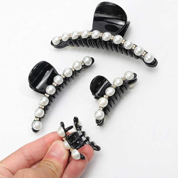 2021 fashion baby jewelry hairpin pearl inlaid diamond large and gripper, Red;brown