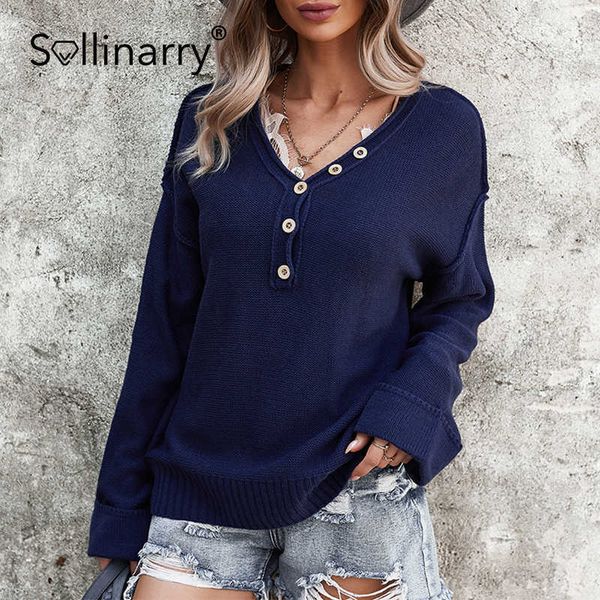 sollinarry office lady button loose pullover solid elegant v-neck long sleeve sweater autumn winter casual fashion female 210709, White;black
sollinarry office lady button loose pullover solid elegant v-neck long sleeve sweater autumn winter casual fashion female 210709, White;black