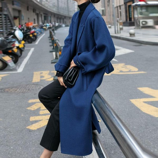 women's wool & blends autumn winter women elegant turn-down collar long woolen coat vintage solid thick warm outwear female loose with, Black
women's wool & blends autumn winter women elegant turn-down collar long woolen coat vintage solid thick warm outwear female loose with, Black
