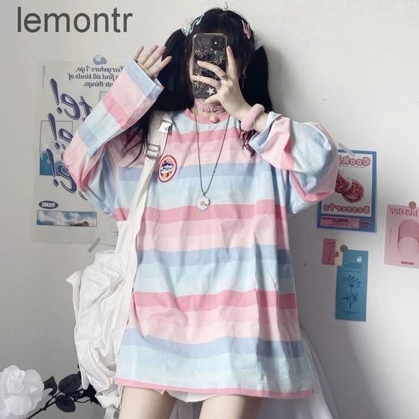 japanese street rainbow funny t-shirt women's embroidery harajuku stripe long sleeve or round neck summer girls', White
japanese street rainbow funny t-shirt women's embroidery harajuku stripe long sleeve or round neck summer girls', White