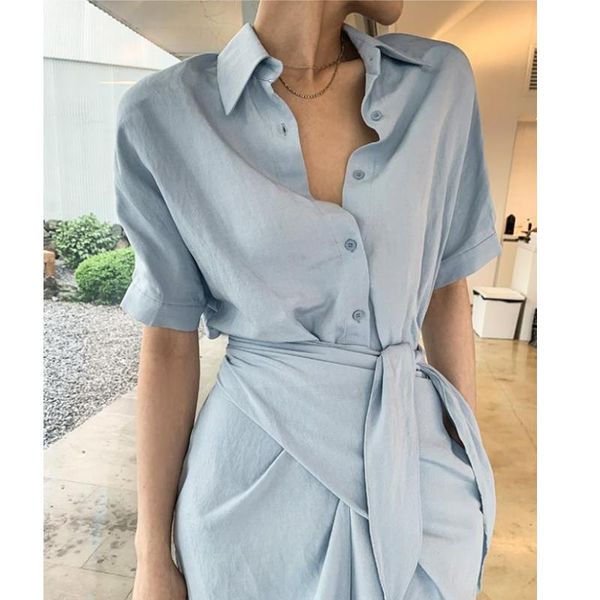 casual dresses women summer elegant solid shirt dress cross lace up vestidos short sleeve female clothes, Black;gray
casual dresses women summer elegant solid shirt dress cross lace up vestidos short sleeve female clothes, Black;gray
