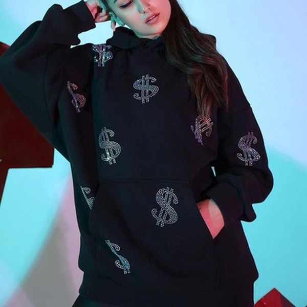 women's hoodies & sweatshirts grunge punk y2k dollar print rhinestone long streetwear e-girl oversize hooded big pockets black sweats g
women's hoodies & sweatshirts grunge punk y2k dollar print rhinestone long streetwear e-girl oversize hooded big pockets black sweats g