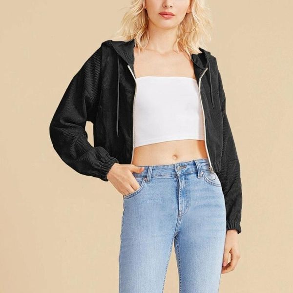 women's hoodies & sweatshirts women casual solid corduroy zip-up pocket shirt hooded sweatshirt cropped jacket for korean moletom femin, Black
women's hoodies & sweatshirts women casual solid corduroy zip-up pocket shirt hooded sweatshirt cropped jacket for korean moletom femin, Black