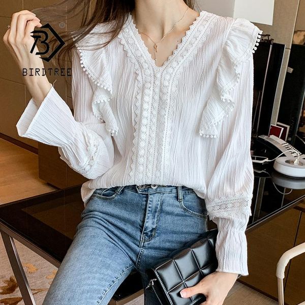 women's blouses & shirts spring office solid ruffle patchwork chiffon blouse lady elegant loose casual all-match long sleeve v-neck t1, White
women's blouses & shirts spring office solid ruffle patchwork chiffon blouse lady elegant loose casual all-match long sleeve v-neck t1, White