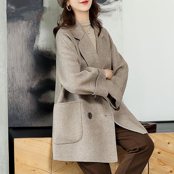 women's wool & blends double side coat female alpaca jacket autumn winter women woolen coats korean long jackets abrigo mujer my, Black
women's wool & blends double side coat female alpaca jacket autumn winter women woolen coats korean long jackets abrigo mujer my, Black