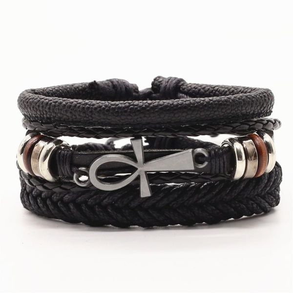 charm bracelets 3 pcs/set punk vintage brown black leather men for women wood beads eye cross homme jewelry, Golden;silver
charm bracelets 3 pcs/set punk vintage brown black leather men for women wood beads eye cross homme jewelry, Golden;silver