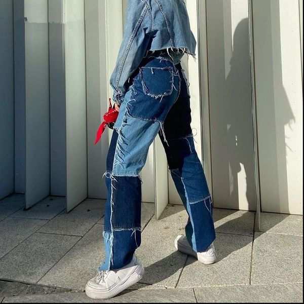 newdiscvry high waisted jeans casual womens capri long trouses patchwork fashion denim pants pocket streetwear, Black;white
newdiscvry high waisted jeans casual womens capri long trouses patchwork fashion denim pants pocket streetwear, Black;white