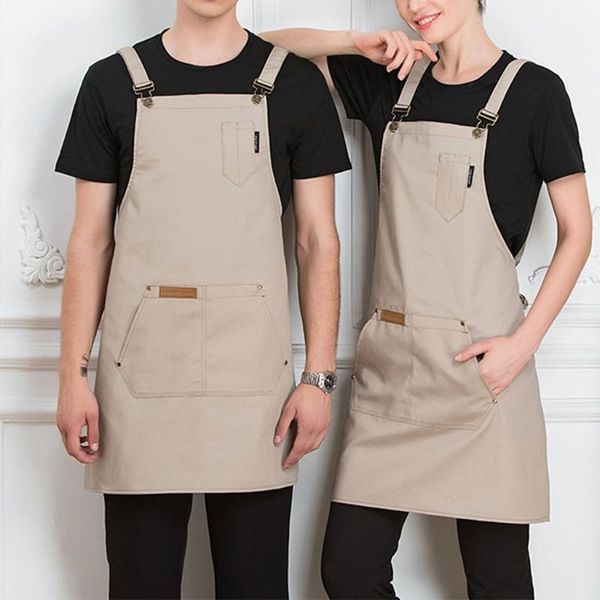 aprons qxna work apron with pockets for men women chef waiters artists adjustable