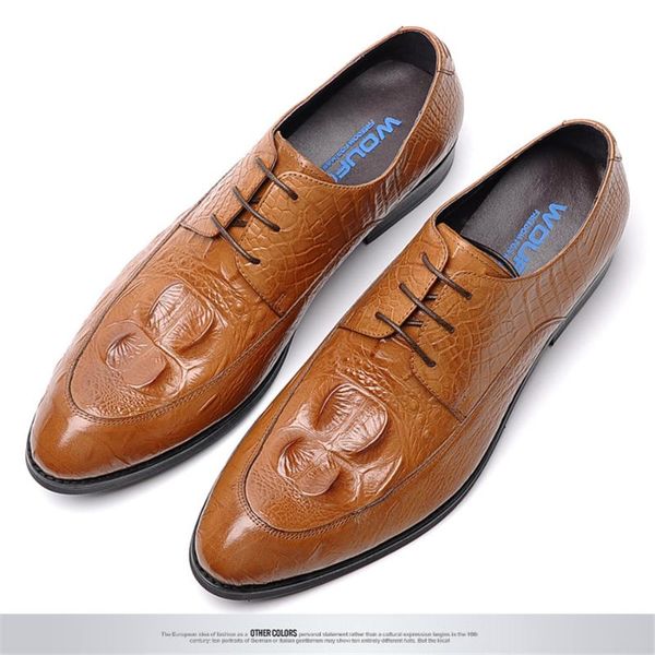 cowhide embossed crocodile pattern pointed-toe leather shoes for men, british lace-up business formal dress, Black
cowhide embossed crocodile pattern pointed-toe leather shoes for men, british lace-up business formal dress, Black