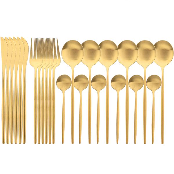 jankng 24pcs gold flatware set matte cutlery set stainless steel dinnerware set knife fork spoon silverware kitchen tableware
jankng 24pcs gold flatware set matte cutlery set stainless steel dinnerware set knife fork spoon silverware kitchen tableware