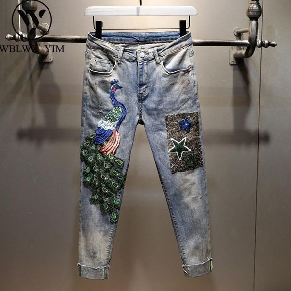 women's jeans fashion peacock embroidery women high waist wide leg denim pants female loose plus size washed streetwear trousers, Blue
women's jeans fashion peacock embroidery women high waist wide leg denim pants female loose plus size washed streetwear trousers, Blue