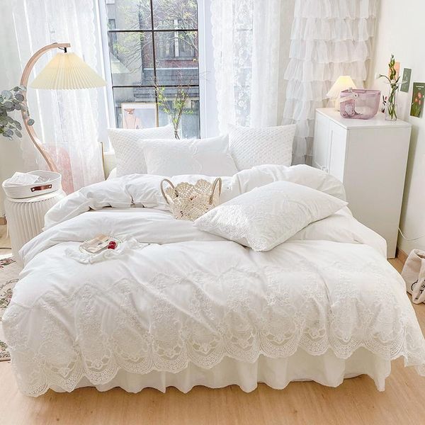 bedding sets french style lace fine quilt cover pure cotton simple solid color set non-slip bed skirt king full twin 4 pcs
bedding sets french style lace fine quilt cover pure cotton simple solid color set non-slip bed skirt king full twin 4 pcs