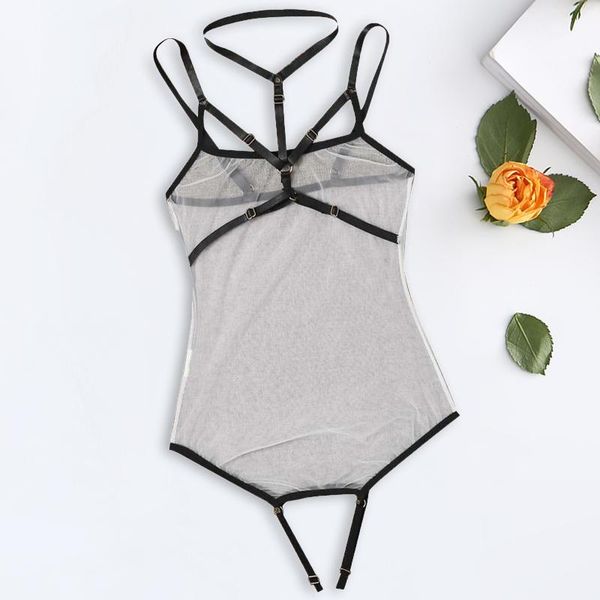 women lingerie bodysuit see through mesh halter neck l sling one-piece underwear erotic bras sets, Red;black
women lingerie bodysuit see through mesh halter neck l sling one-piece underwear erotic bras sets, Red;black