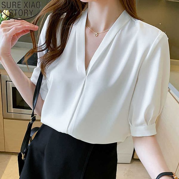 summer white blouse woman short-sleeved satin shirt loose v-neck temperament french style fashion clothes 14344 210527
summer white blouse woman short-sleeved satin shirt loose v-neck temperament french style fashion clothes 14344 210527