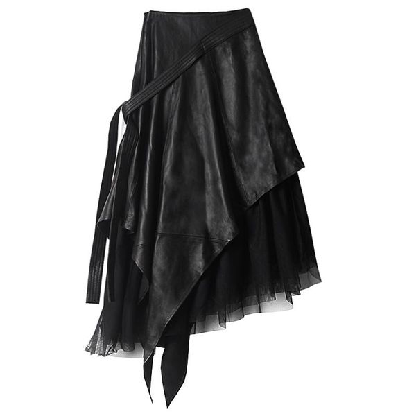 autumn dark dress women's pu leather mesh asymmetric skirt high waist design sense fashion for women 2a806 skirts, Black
autumn dark dress women's pu leather mesh asymmetric skirt high waist design sense fashion for women 2a806 skirts, Black