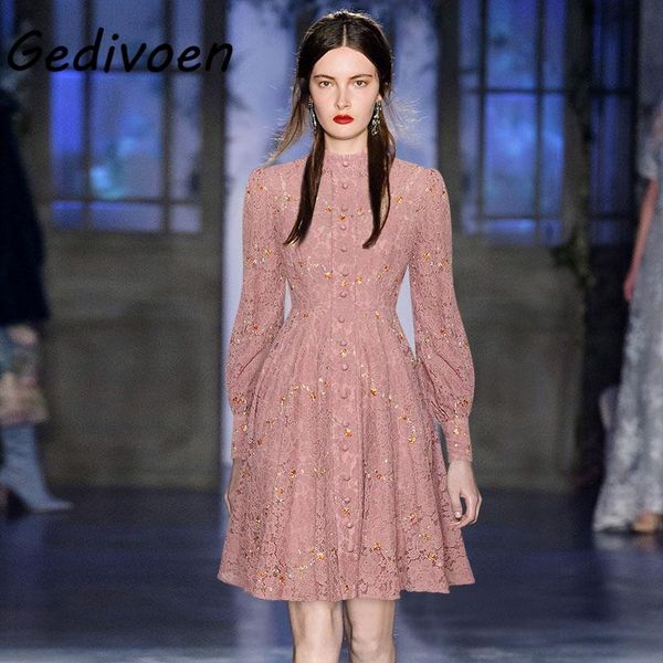 casual dresses gedivoen designer summer lace women's stand neck lantern long sleeve flower embroidery button sweet knee-length dress, Black;gray
casual dresses gedivoen designer summer lace women's stand neck lantern long sleeve flower embroidery button sweet knee-length dress, Black;gray