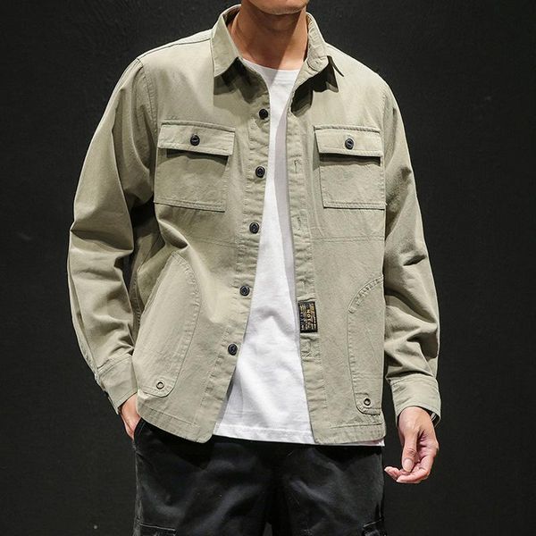 men's casual shirts tide brand tooling long-sleeved shirt loose jacket spring fashion clothing, White;black
men's casual shirts tide brand tooling long-sleeved shirt loose jacket spring fashion clothing, White;black