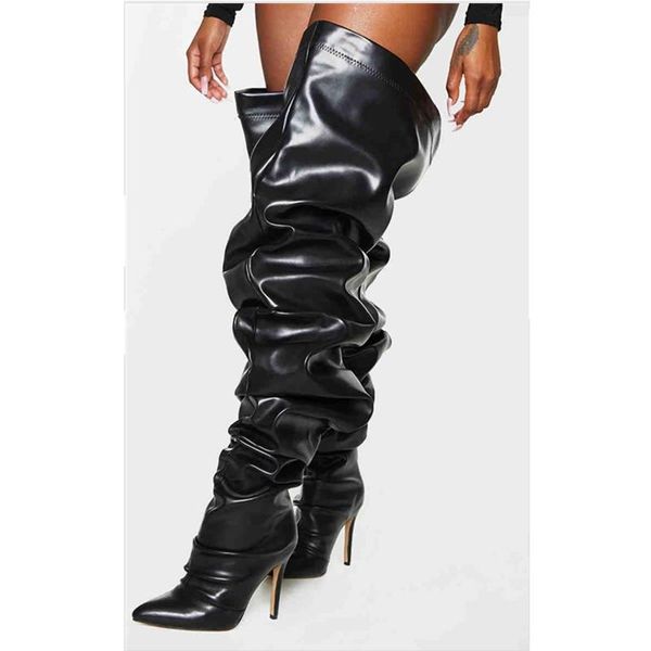boots plus size leg type pleated design europe america autumn winter high heel western fashion over the knee, Black
boots plus size leg type pleated design europe america autumn winter high heel western fashion over the knee, Black