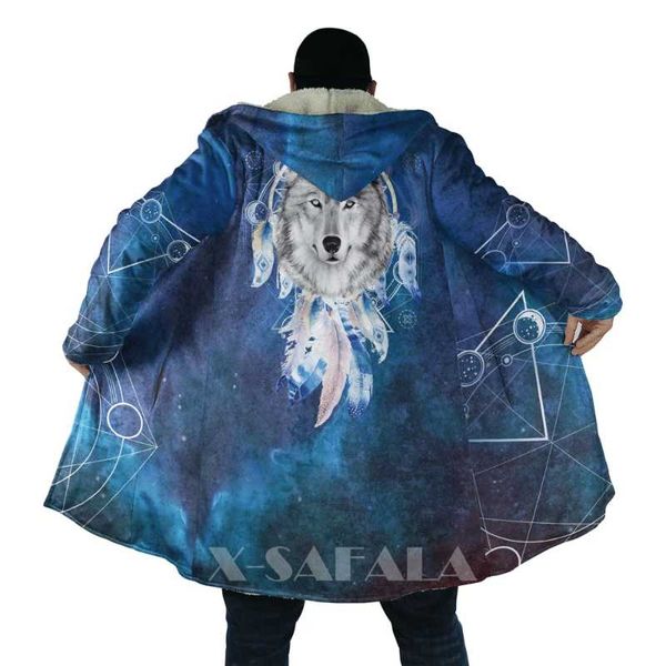 men's wool & blends native wolf animal feather all over 3d printed thick warm hooded cloak for men windproof fleece casual-22, Black
men's wool & blends native wolf animal feather all over 3d printed thick warm hooded cloak for men windproof fleece casual-22, Black