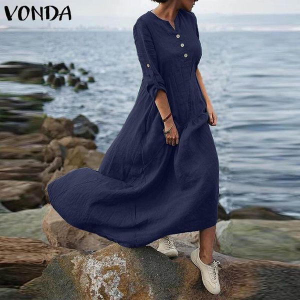 dresses a-line maxi 2021 vonda women's vintage solid color cotton shirt dress long sleeve button casual crew neck sundress, Black;gray
dresses a-line maxi 2021 vonda women's vintage solid color cotton shirt dress long sleeve button casual crew neck sundress, Black;gray