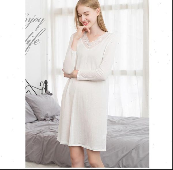 solid silk knitting nightgown long womens sleepwears sleeves medium length night dress lace v neck loose sleepwear home clothes, Black;red
solid silk knitting nightgown long womens sleepwears sleeves medium length night dress lace v neck loose sleepwear home clothes, Black;red